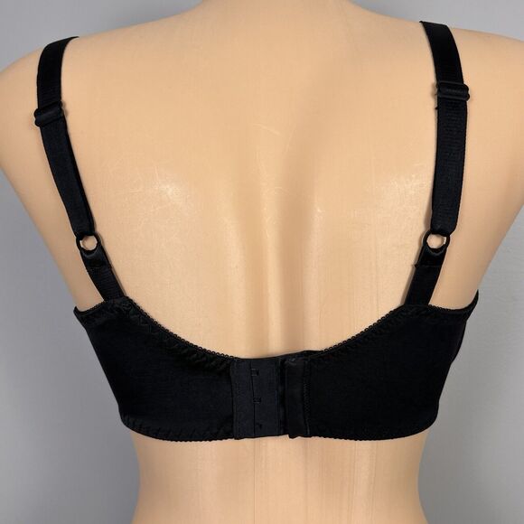 Vintage Bali Bra 36DD Stretch Satin Unlined Underwire Style 3640 Lace Black - Picture 5 of 10